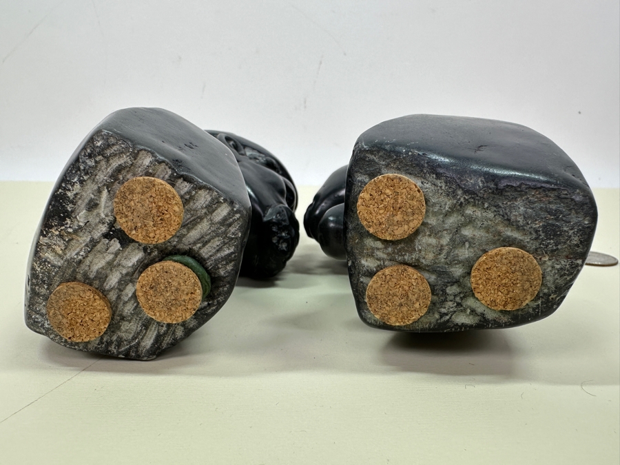 Pair Of Vintage Carved Stone African Bust Sculptures 7'H [Photo 8]