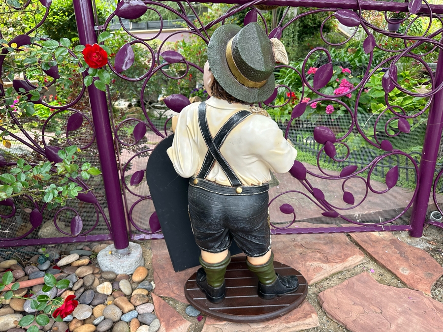 German Beer Server Statue with Chalkboard Sign/Menu By Allan Agohob 40'H x 24'W x 16'D [Photo 5]