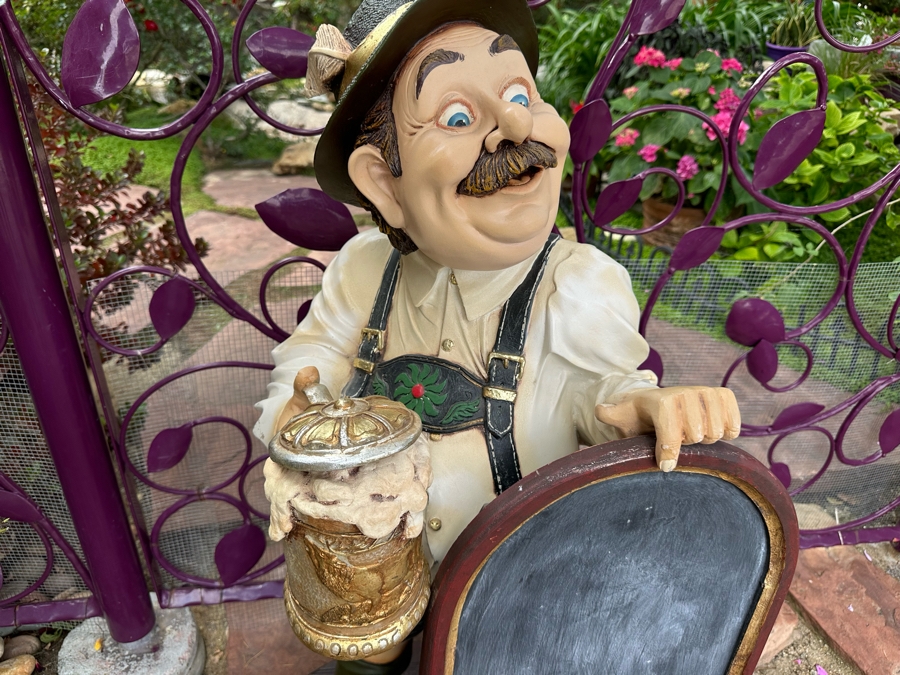 German Beer Server Statue with Chalkboard Sign/Menu By Allan Agohob 40'H x 24'W x 16'D [Photo 3]