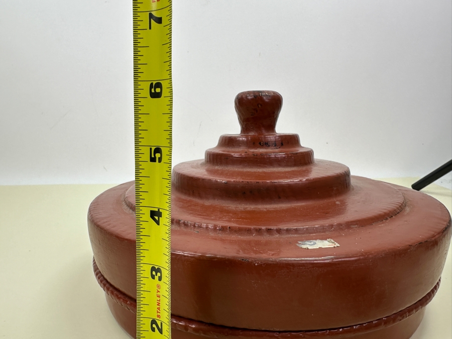 Vintage Asian Red Lacquer Round Box With Lid 12'W X 6'H Estimate $150 [Photo 6]