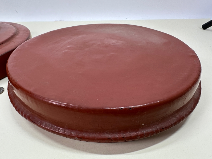 Vintage Asian Red Lacquer Round Box With Lid 12'W X 6'H Estimate $150 [Photo 4]