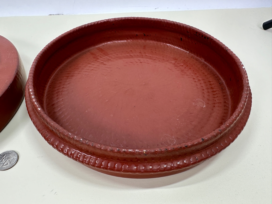 Vintage Asian Red Lacquer Round Box With Lid 12'W X 6'H Estimate $150 [Photo 3]