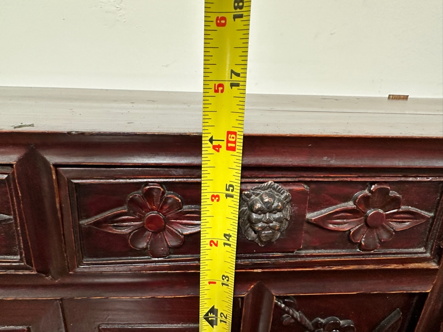 Small Vintage Chinese Carved Wooden Cabinet 44.5'W X 10.5'D X 16'H [Photo 20]