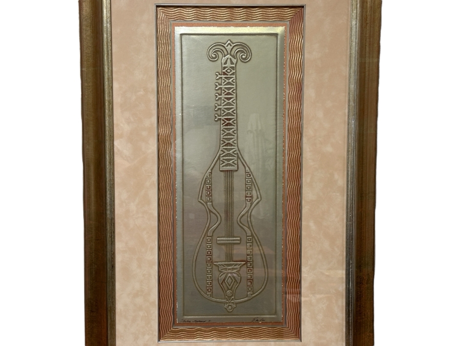 Embossed Artwork Titled 'Sterling Instrument' Artist Signed Framed 25' X 41' [Photo 1]