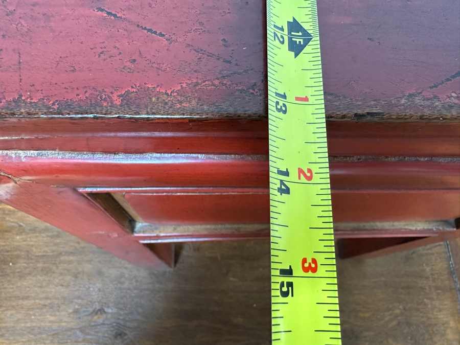 Small Red Wooden Asian Table With Drawer 15'W X 13'D X 19'H [Photo 10]