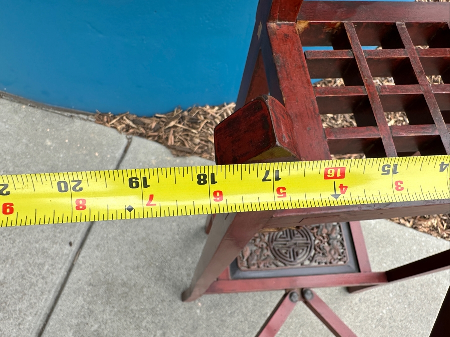 Vintage Carved Gilt Red Lacquer Wooden Chinese Wash Stand With Detailed Carved Scenes Throughout 18'W X 10'D X 67'H - See Photos [Photo 28]