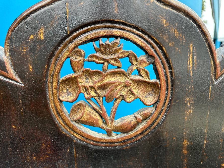 Vintage Carved Wooden Asian Shelf 34'W X 9.5'D X 66'H [Photo 5]