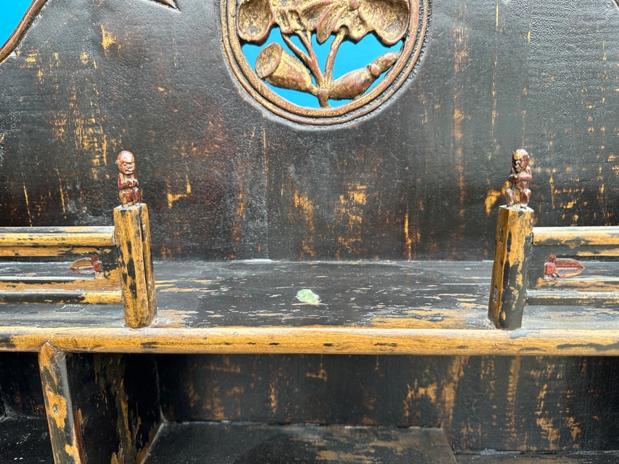 Vintage Carved Wooden Asian Shelf 34'W X 9.5'D X 66'H [Photo 7]