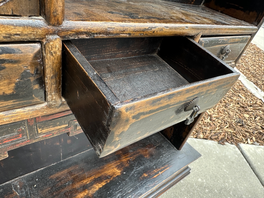 Vintage Carved Wooden Asian Shelf 34'W X 9.5'D X 66'H [Photo 9]