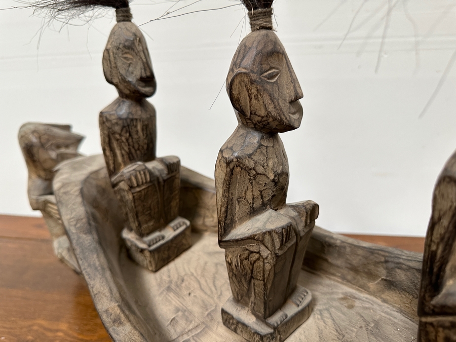 Vintage Carved Wooden Soul Boat Carving Tribal Pacific Islands Large 38'W X 8'D X 18'H [Photo 6]