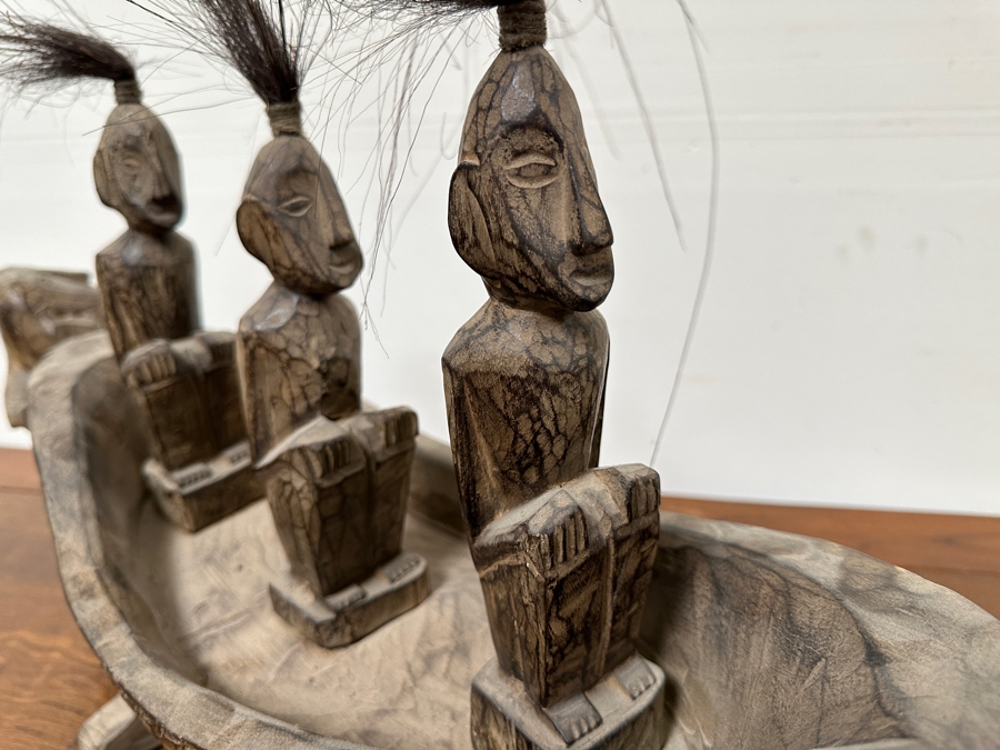 Vintage Carved Wooden Soul Boat Carving Tribal Pacific Islands Large 38'W X 8'D X 18'H [Photo 5]