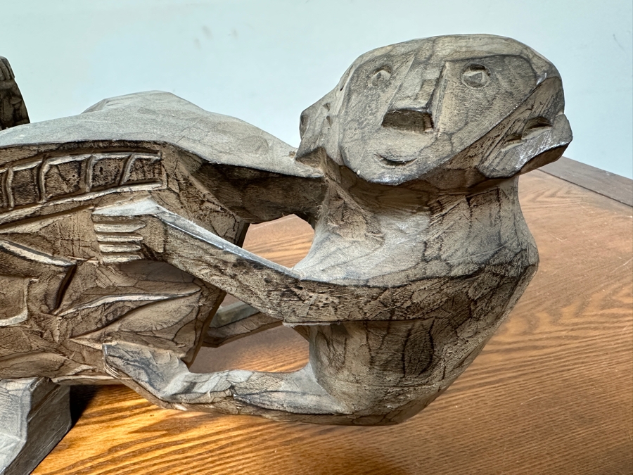 Vintage Carved Wooden Soul Boat Carving Tribal Pacific Islands Large 38'W X 8'D X 18'H [Photo 7]