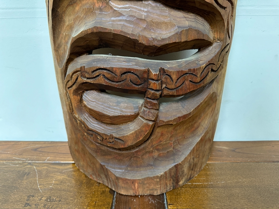 Large Carved Tree Trunk Mexican Mask 15'W X 39'H [Photo 4]
