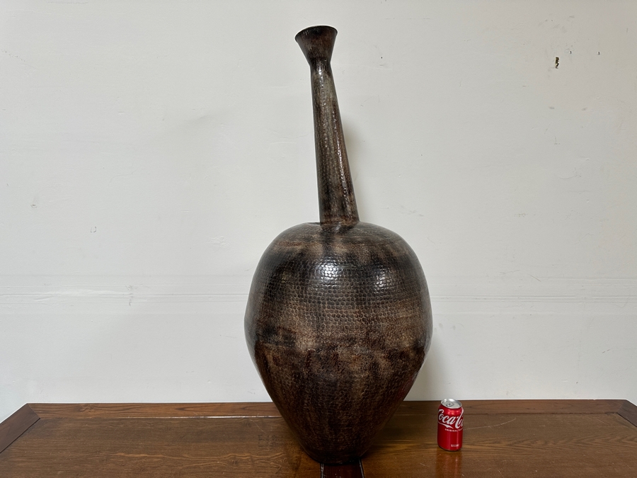 Large Hammered Metal Vase 19'W X 44'H [Photo 2]