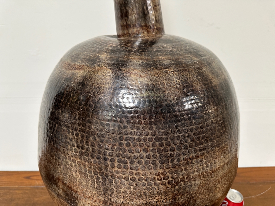 Large Hammered Metal Vase 19'W X 44'H [Photo 3]