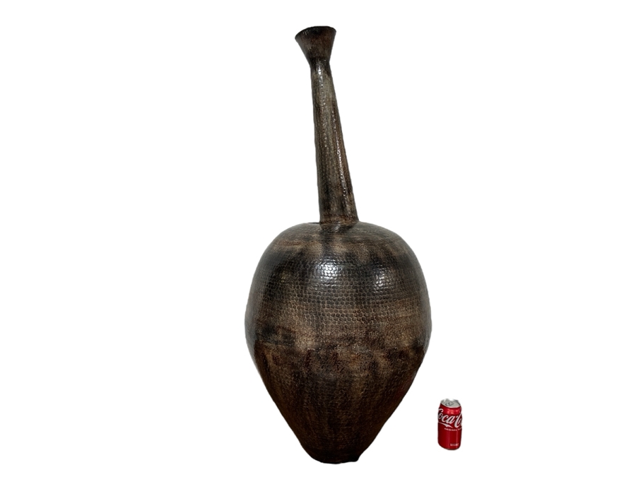 Large Hammered Metal Vase 19'W X 44'H [Photo 1]