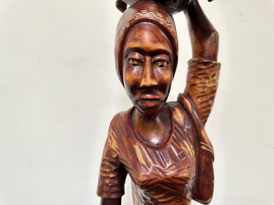 Large Carved Wooden Ethnic Statue 43.5'H [Photo 2]