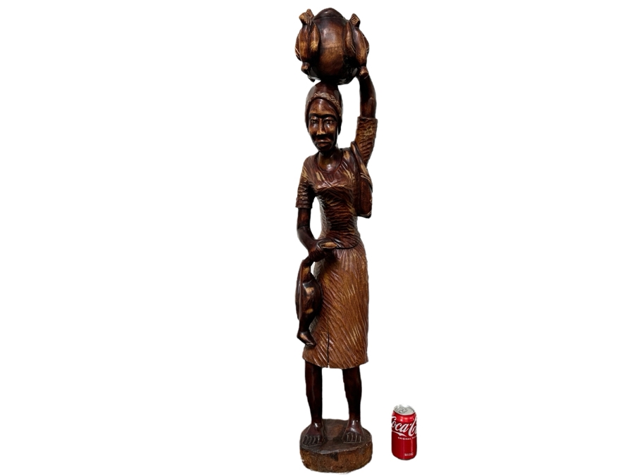 Large Carved Wooden Ethnic Statue 43.5'H