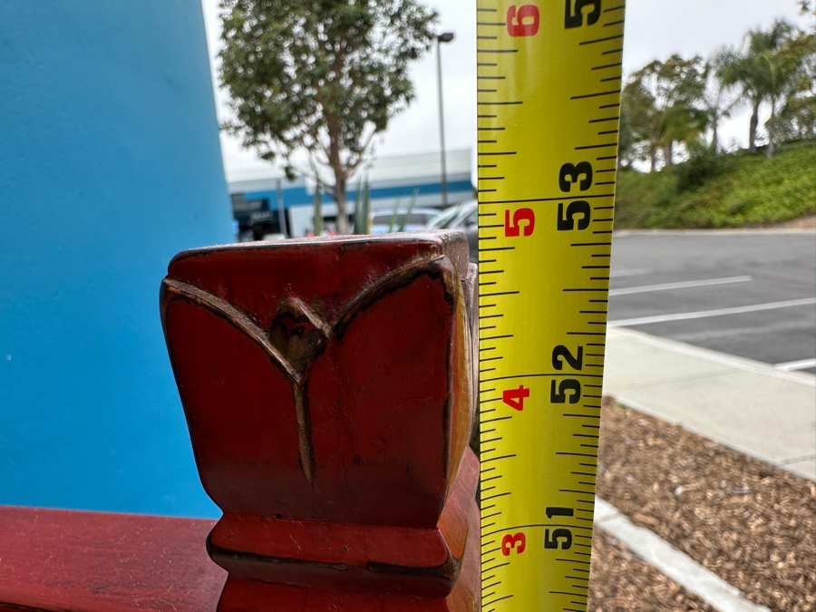 Decorative Chinese Red Wooden Stand With Hanging Faux Stone 14'W X 11'D X 53'H [Photo 13]