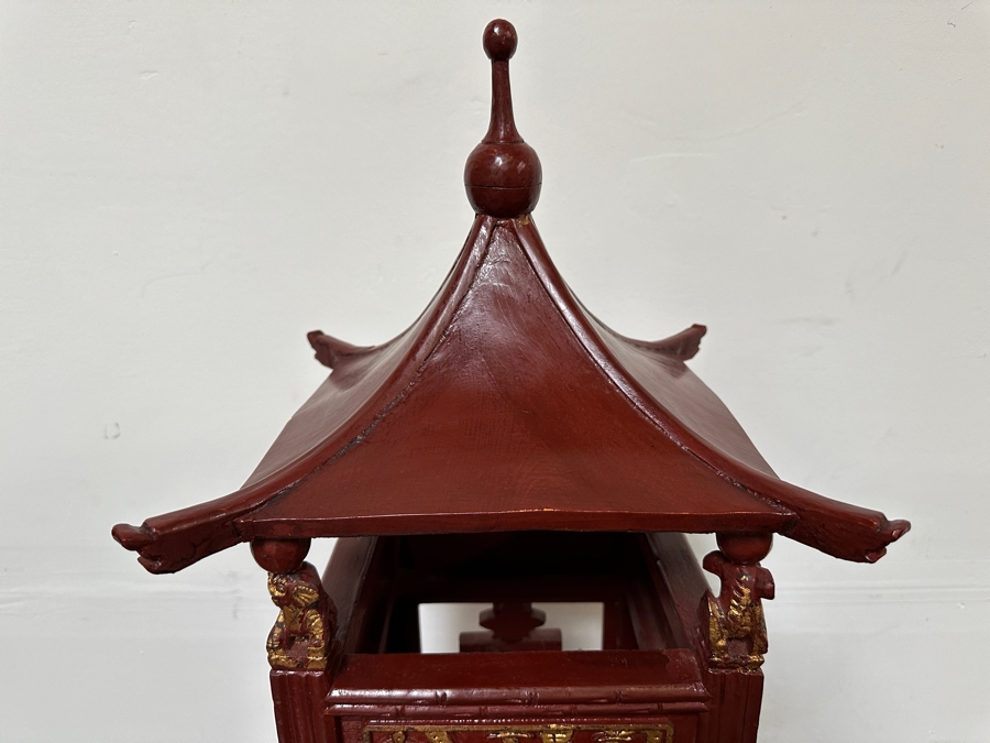 Red Wooden Chinese Lantern 10'W X 37'H [Photo 3]
