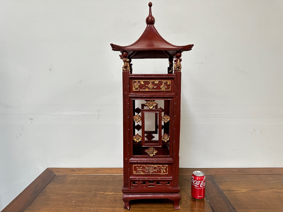 Red Wooden Chinese Lantern 10'W X 37'H [Photo 2]