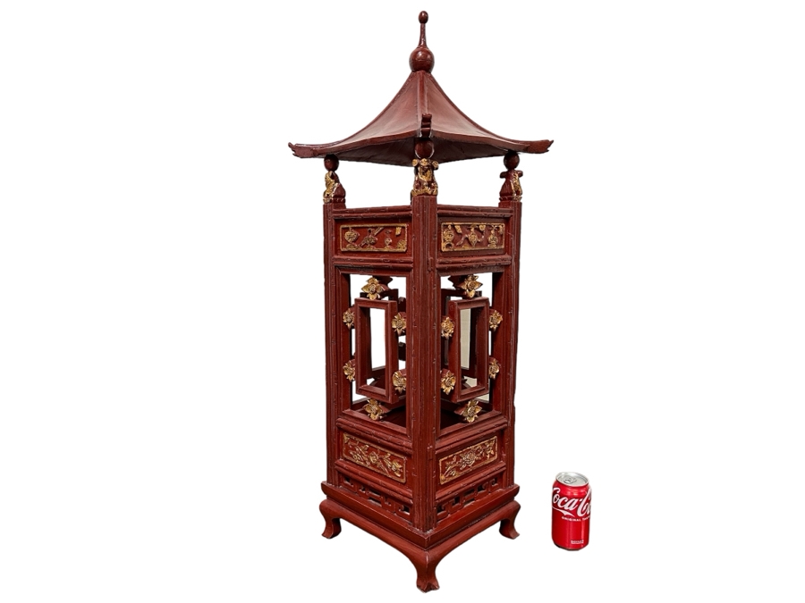 Red Wooden Chinese Lantern 10'W X 37'H