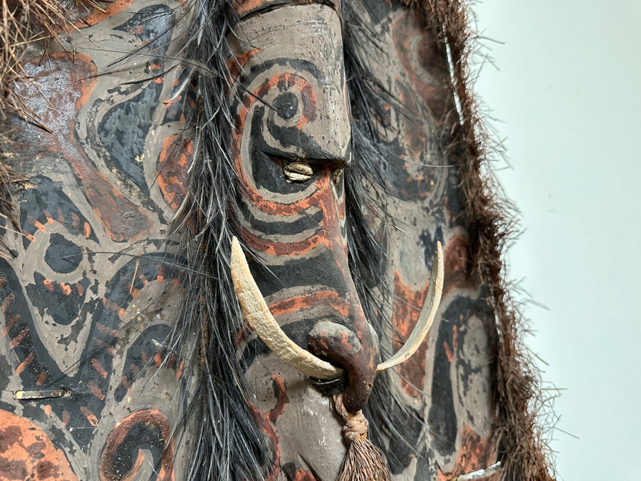 Large Vintage Papua New Guinea Asmat Tribe Artifact Wall Hanging 33'W X 58'H [Photo 5]