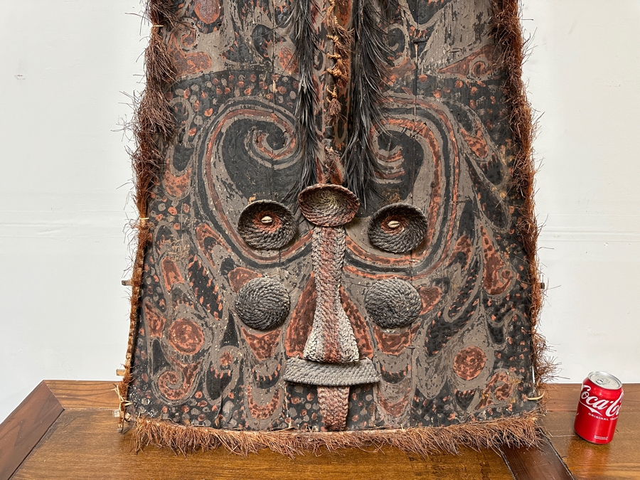 Large Vintage Papua New Guinea Asmat Tribe Artifact Wall Hanging 33'W X 58'H [Photo 2]