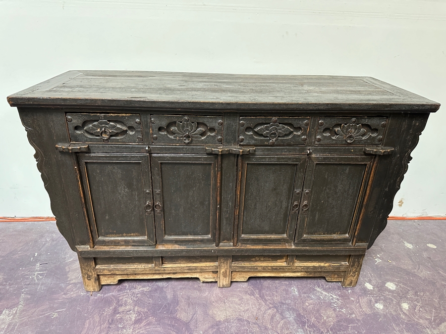 Vintage Chinese Wooden Cabinet With Four Drawers 54.5'W X 20.5'D X 34'H [Photo 2]