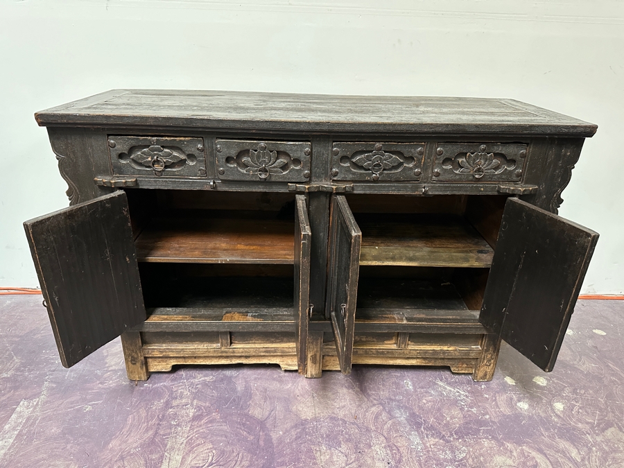 Vintage Chinese Wooden Cabinet With Four Drawers 54.5'W X 20.5'D X 34'H [Photo 9]