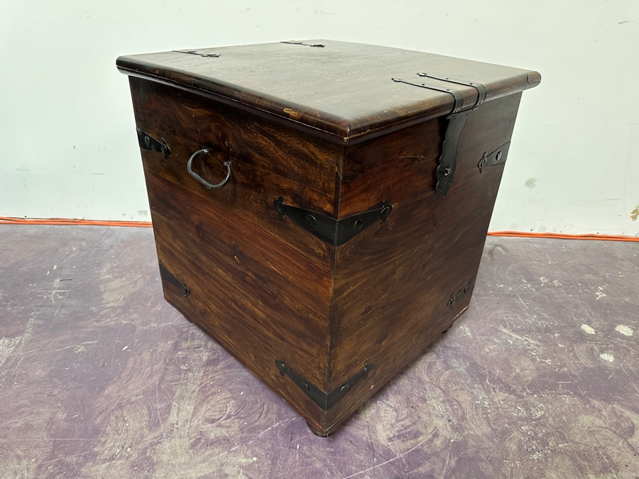 Heavy Wooden Chest With Wrought Iron Hardware 24'W X 24'D X 27'H Estimate $300 [Photo 4]