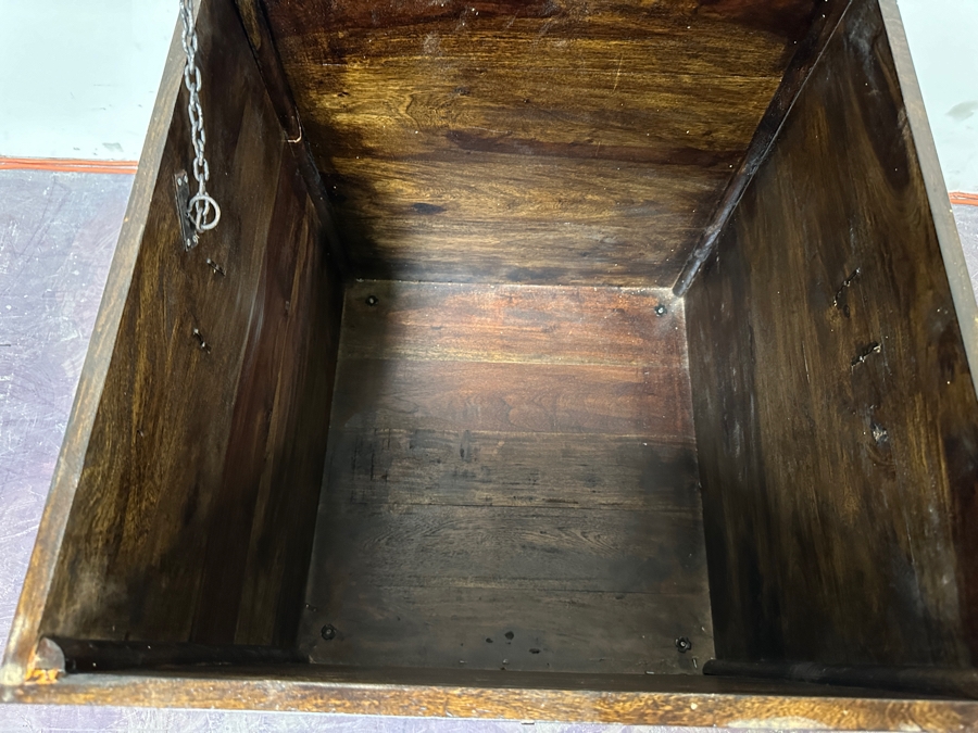 Heavy Wooden Chest With Wrought Iron Hardware 24'W X 24'D X 27'H Estimate $300 [Photo 7]