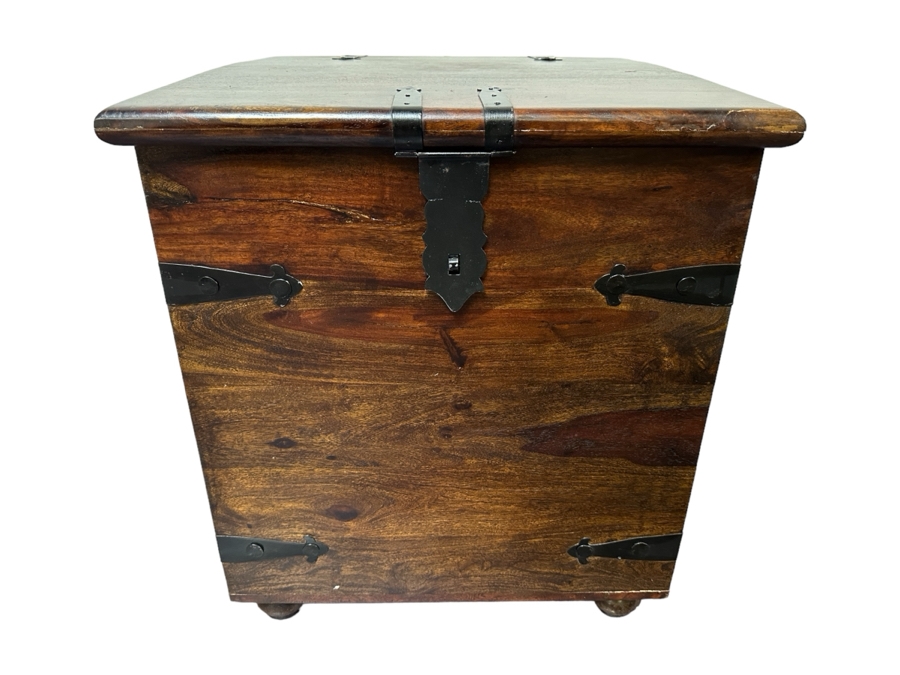 Heavy Wooden Chest With Wrought Iron Hardware 24'W X 24'D X 27'H Estimate $300