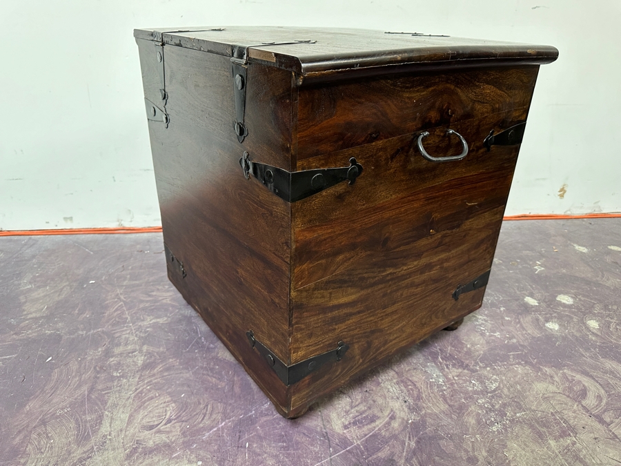 Heavy Wooden Chest With Wrought Iron Hardware 24'W X 24'D X 27'H Estimate $300 [Photo 5]