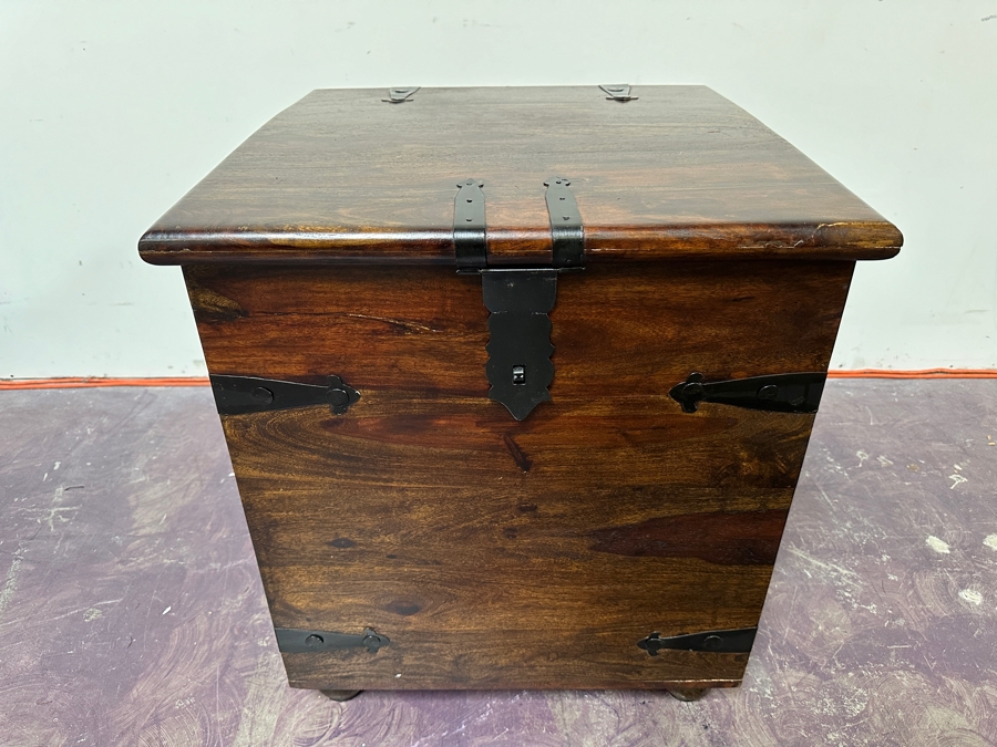 Heavy Wooden Chest With Wrought Iron Hardware 24'W X 24'D X 27'H Estimate $300 [Photo 2]
