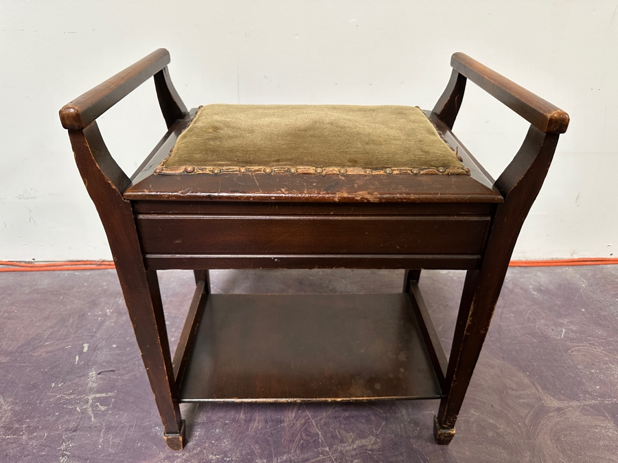 Vintage Wooden Piano Bench With Storage 20' X 14'D X 24'H [Photo 2]