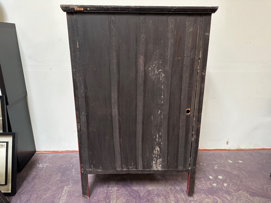 Contemporary Chinese Carved Gilt Red Wooden Relief Carved Cabinet 42'W X 22'D X 66'H [Photo 13]