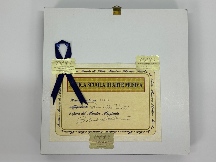 Roman Micro Mosiac Artwork With Cert On Back 4.5' X 4.5' [Photo 3]