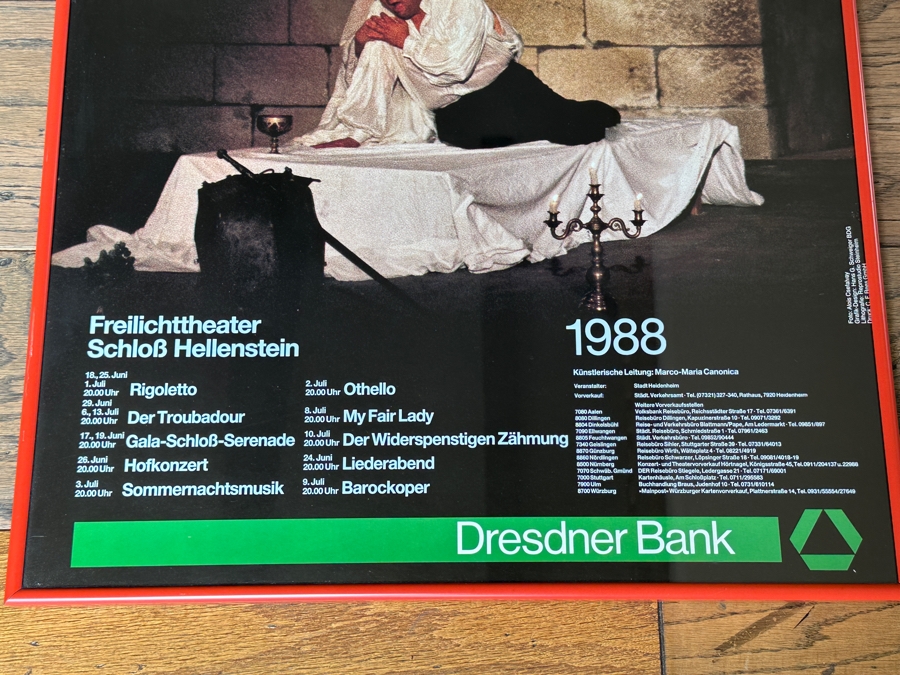 Vintage 1988 Original German Opera Poster Opernfestspiele Heidenheim 20.5 X 34 Estimate $200 [Photo 4]