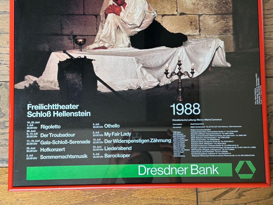 Vintage 1988 Original German Opera Poster Opernfestspiele Heidenheim 20.5 X 34 Estimate $200 [Photo 3]