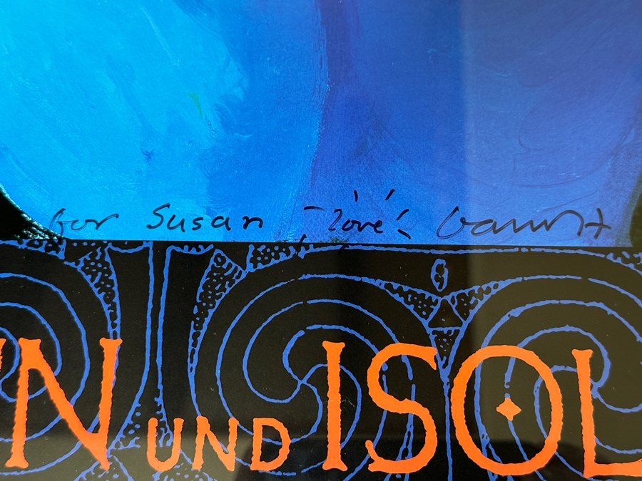 David Hockney Hand Signed And Personalized Original Los Angeles Music Center Opera Poster Tristan Und Isolde By Richard Wagner 20 X 39 Estimate $2,500-$5,000 [Photo 4]