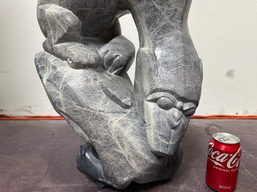 Vintage African Shona Carved Stone Jaquar Statue 23'H [Photo 3]