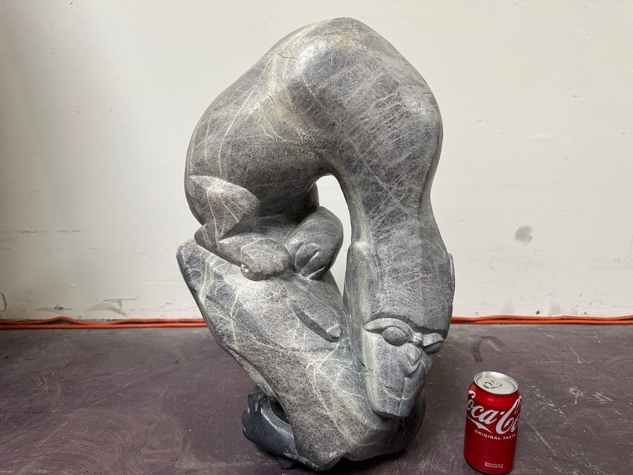 Vintage African Shona Carved Stone Jaquar Statue 23'H [Photo 2]