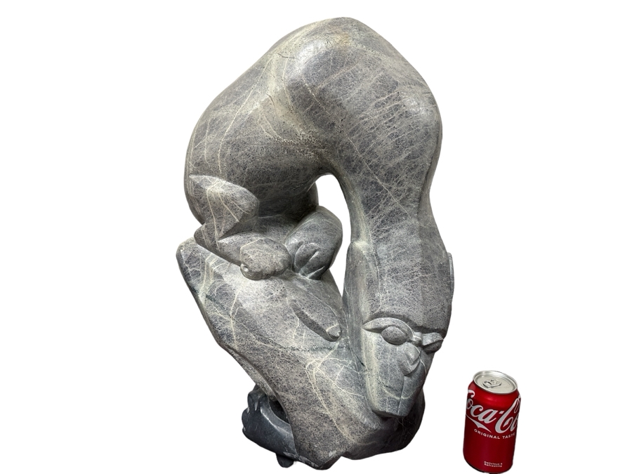 Vintage African Shona Carved Stone Jaquar Statue 23'H [Photo 1]