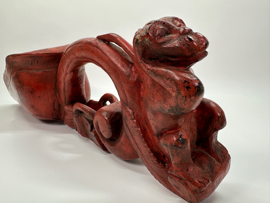 Large Red Lacquer Monkey Scoop 25'L [Photo 5]