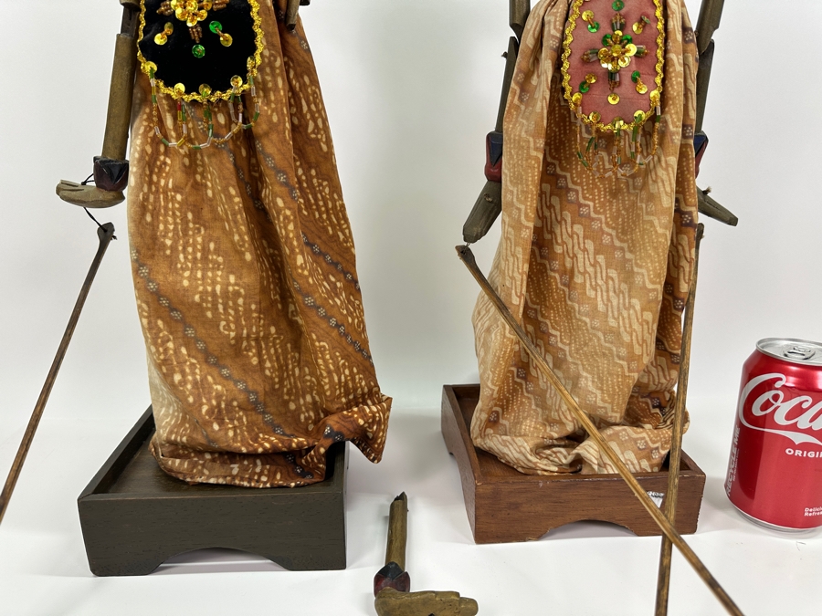 Vintage Indonesian Carved Wooden Puppets (Arm Needs To Be Restrung On Left Puppet) 26'H [Photo 5]