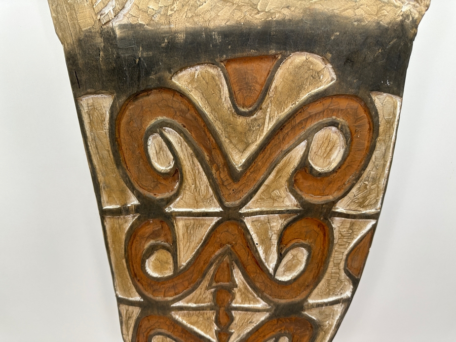 Vintage Asmat Papua New Guinea Carved Wooden Tribal Shield 16'W X 34'H [Photo 4]