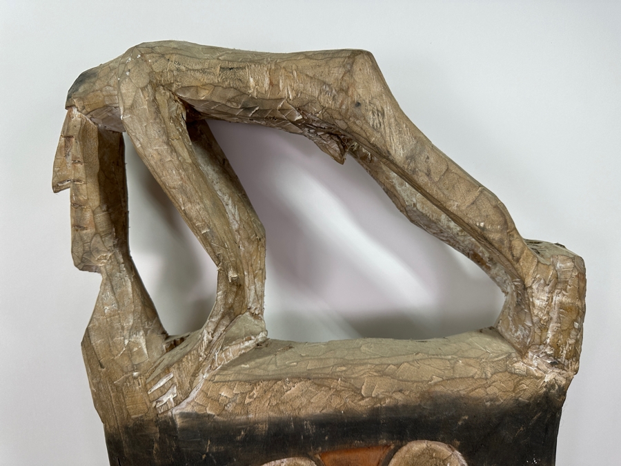 Vintage Asmat Papua New Guinea Carved Wooden Tribal Shield 16'W X 34'H [Photo 3]