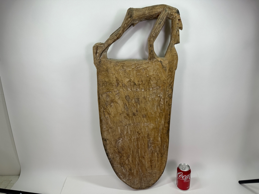 Vintage Asmat Papua New Guinea Carved Wooden Tribal Shield 16'W X 34'H [Photo 5]