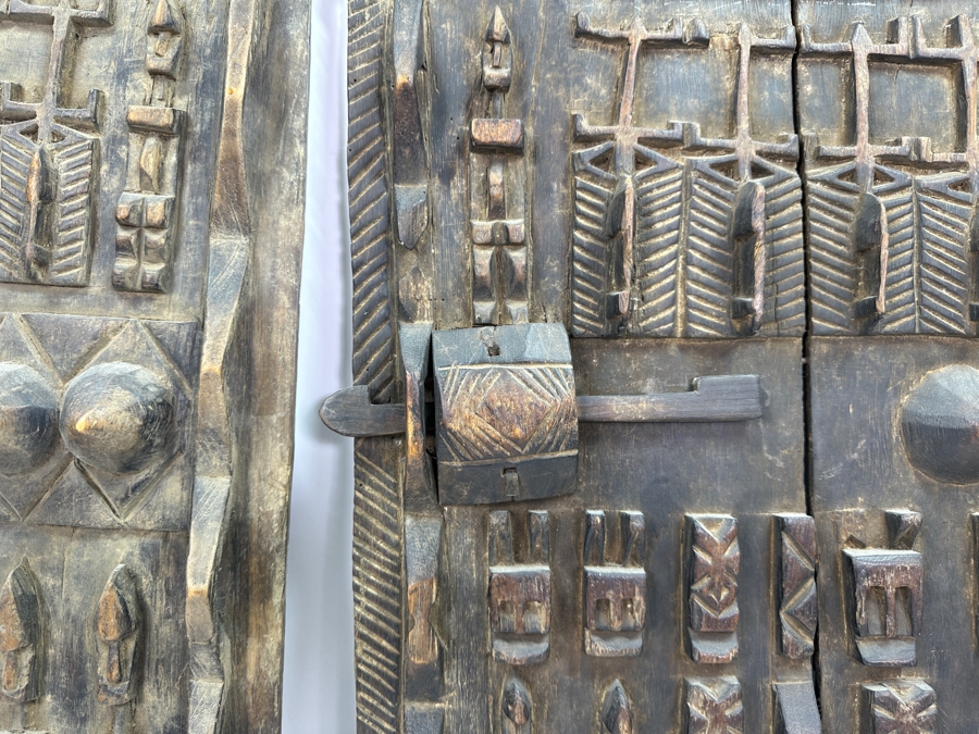 Pair Of Carved Wooden Dogon Granary Doors 18'W X 27'H Estimate $300 [Photo 6]